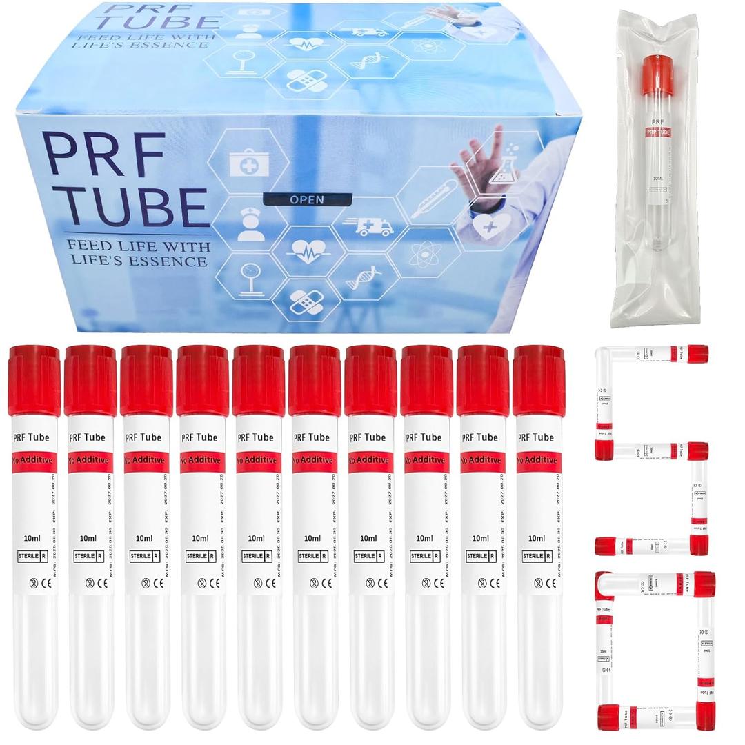 10 ml PRF Tubes-No Additive Collection Tubes for Laboratory PRF Preparation, Individually Wrapped(50P-RED)