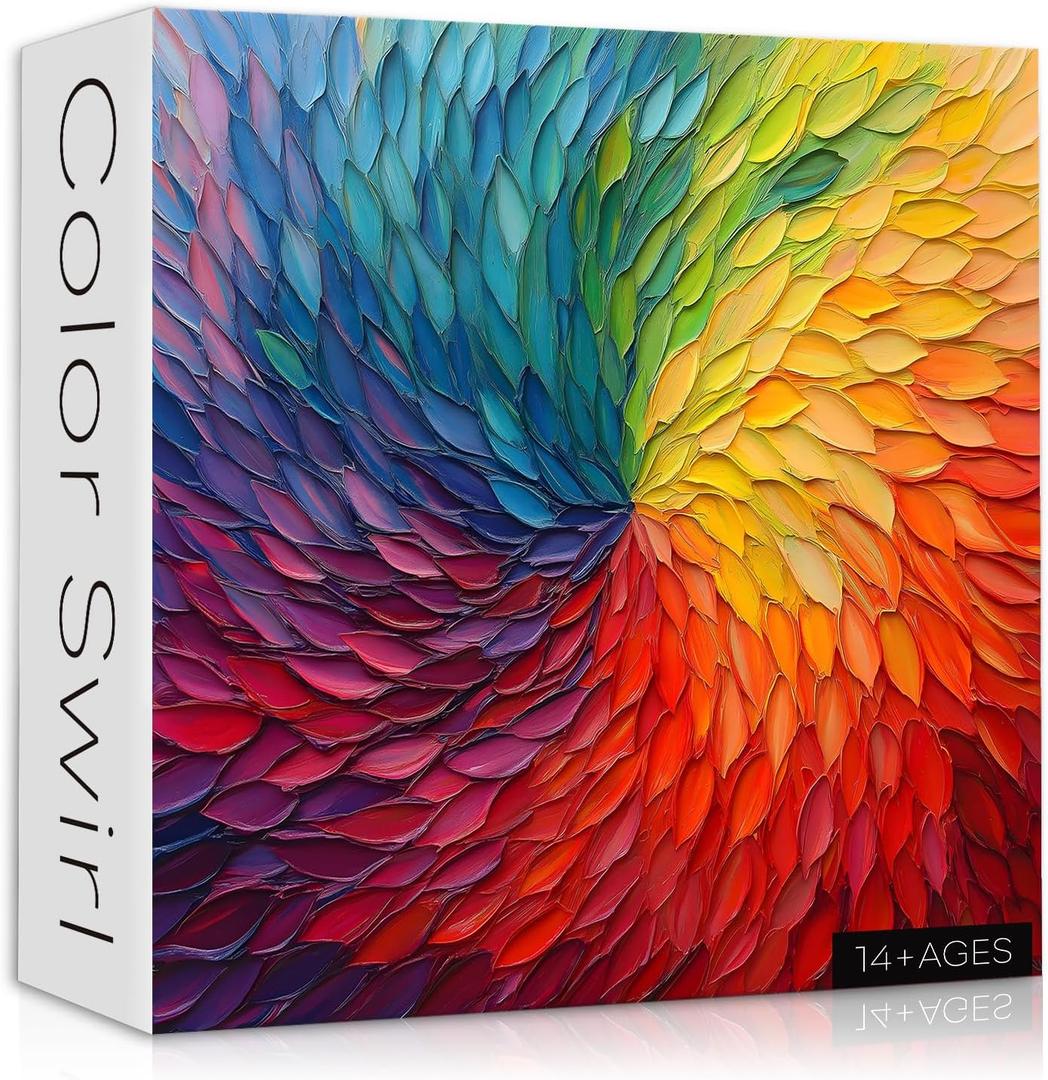 Impossible Puzzles for Adults 1000 Pieces, Gradient Colorful Hard Difficult Puzzle, Rainbow Art Challenging Jigsaw Puzzles for Adults Painting