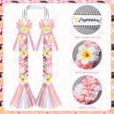 Suncalla Plumeria Graduation Lei 2026 Pink White Hawaiian Ribbon Graduation Braided Lei with Flowers for Adults Class of 2026 School College Student Congrats Grad Gifts Party Accessories