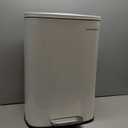 SONGMICS 13 Gallon (50 L) Trash Can, Stainless Steel Kitchen Garbage Can, Recycling or Waste Bin, Soft Close, Step-On Pedal, Removable Inner Bucket, White ULTB050W01