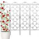 Thealyn Garden Trellis for Climbing Plants, 4 Pack 48" x 12.5" Metal Trellis for Potted Plants, Rust-Resistant Plant Support for Indoor Outdoor Use, for Ivy Clematis Vines Flowers, Black