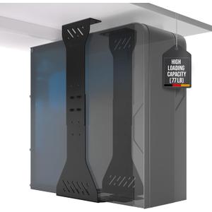 Heavy Duty Under Desk PC Holder  Up to 77 lbs Load Capacity - Adjustable Computer Tower Holder  CPU Holder Under Desk Mount - PC Holder Under Desk  Under Desk Computer Mount (Black)