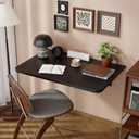 Dogsky Wall Mounted Folding Table, Floating Desk 24x15.7Inch, Fold Down Shelf Wall Mounted with Heavy Iron Brackets, Foldable Table for Launrdy Room, Office Study Work Bench, Kitchen Dining, Black