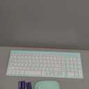 TopMate Wireless Keyboard and Mouse Ultra Slim Combo, 2.4G Silent Compact USB 2400DPI Mouse and Scissor Switch Keyboard Set with Cover, Batteries Included, for PC/Laptop/Windows/Mac - Mint Green