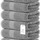 White Classic Luxury Light Gray Hand Towels - Soft 100% Turkish Cotton | Highly Absorbent Hotel spa Bathroom Towel Collection | 25x50 Inch | Set of 6