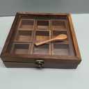 8" Wooden Handcrafted Multi-Compartment Square Storage Box | Kitchen Ware Jar Container Canister For Spices/Sugar/Tea/Dry Fruits/Masala | Christmas Premium Gifts Ideas