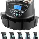VEVOR Upgraded Coin Counter & Sorter, Coin Sorter and Wrapper Machine with Intuitive Display, Change Counter for USD Coins 1 5 10 25 $1, Sorts up to 300 Coins/Min, with 5 Coin Tubes and 5 Trays