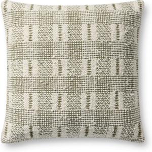 Loloi II Collection PLL0185 Ivory/Green 18'' x 18'' Cover w/Down Pillow