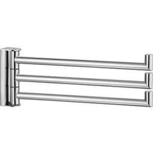 Angle Simple Swivel Hand Towel Rack 3 Bars Polished Chrome, 304 Stainless Steel Bathroom Towel Holder Wall Mount