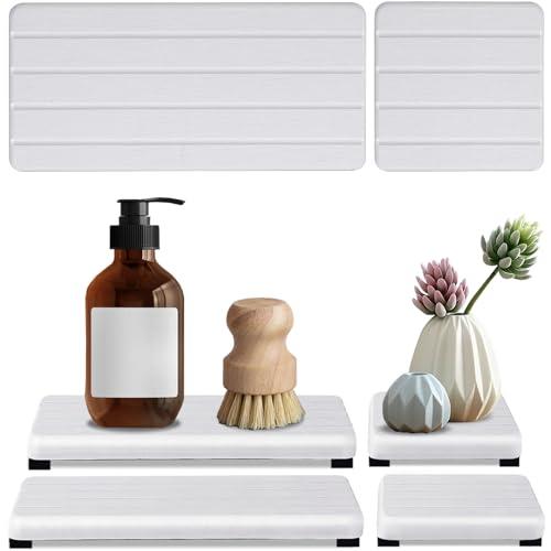 4PCS Stone Drying Tray for Bathroom Sink and Kitchen Counter, Fast Drying Diatomite Stones Soap Trays, Diatomaceous Coaster, Vanity Trays, Water Absorbing Stone Tray for Sink