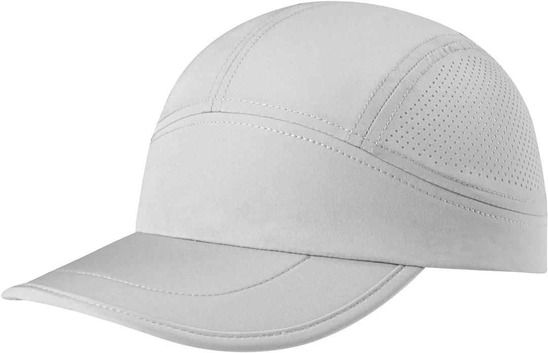 Men Quick Dry Performance Running Cap Lightweight Sports Hat Outdoor Athletic Sun Cap (Grey)
