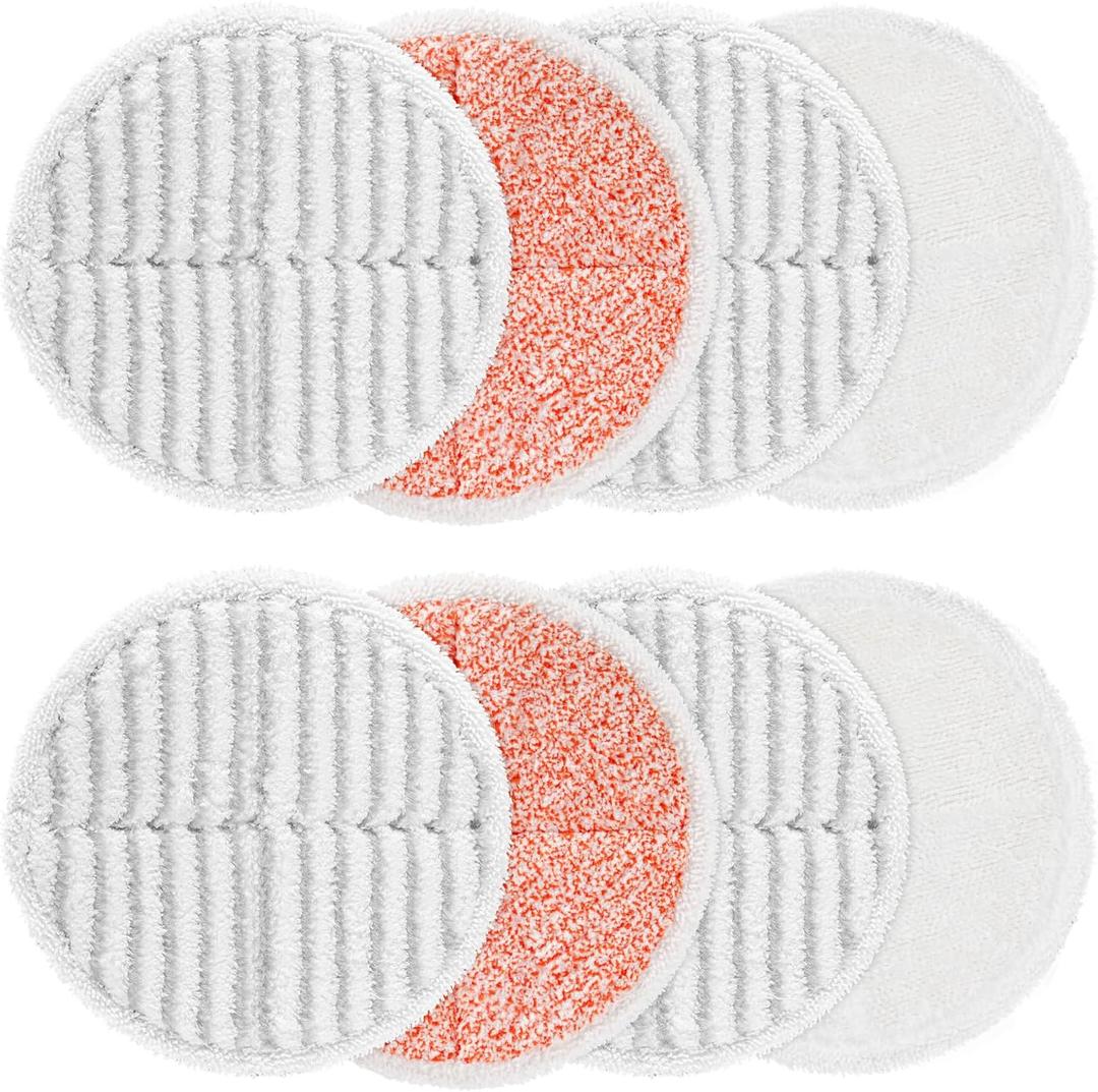 Zeekech 8 Pack Mop Pads Replacement Compatible with Bissell Spinwave 2124, 2039A, 2307, 23157, 23159, 20393, 20399 Hard Floor Spin Mop, 2 Soft Pads, 4 Scrubby Pads, 2 Heavy Scrub Pads