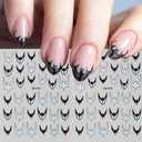 3 x Halloween Nail Art Stickers 3D Bat Nail Stickers Colorful Bat Nail Art Decals Self-Adhesive Nail Decals Horror Nails Design Supplies Laser Gold Silver Red Purple Bats Nails Decorations Accessories
