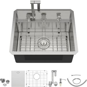 Outdoor Sink 21 Inch Undermount Bar Sink with Faucet, 21"x18"x9"-Faucet