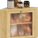 Bamboo Bread Box for Kitchen Corner Countertop,Large-Capacity Bread Storage Container, Double Layer Bread Storage for Kitchen Countertop (Natural)