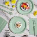 105PCS Paper Plates and Napkins Set, 7 Inch Scalloped Disposable Tableware with Forks for Birthdays, Garden Parties & Outdoor Events,Serves 35 (Sage Green)