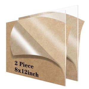 8 x 12 Acrylic Sheet 1/8 inch Thick 3mm 2 Pack Clear Plexiglass Sheets,for Sign,Craft,Painting,Laser Cutting,DIY Display Projects