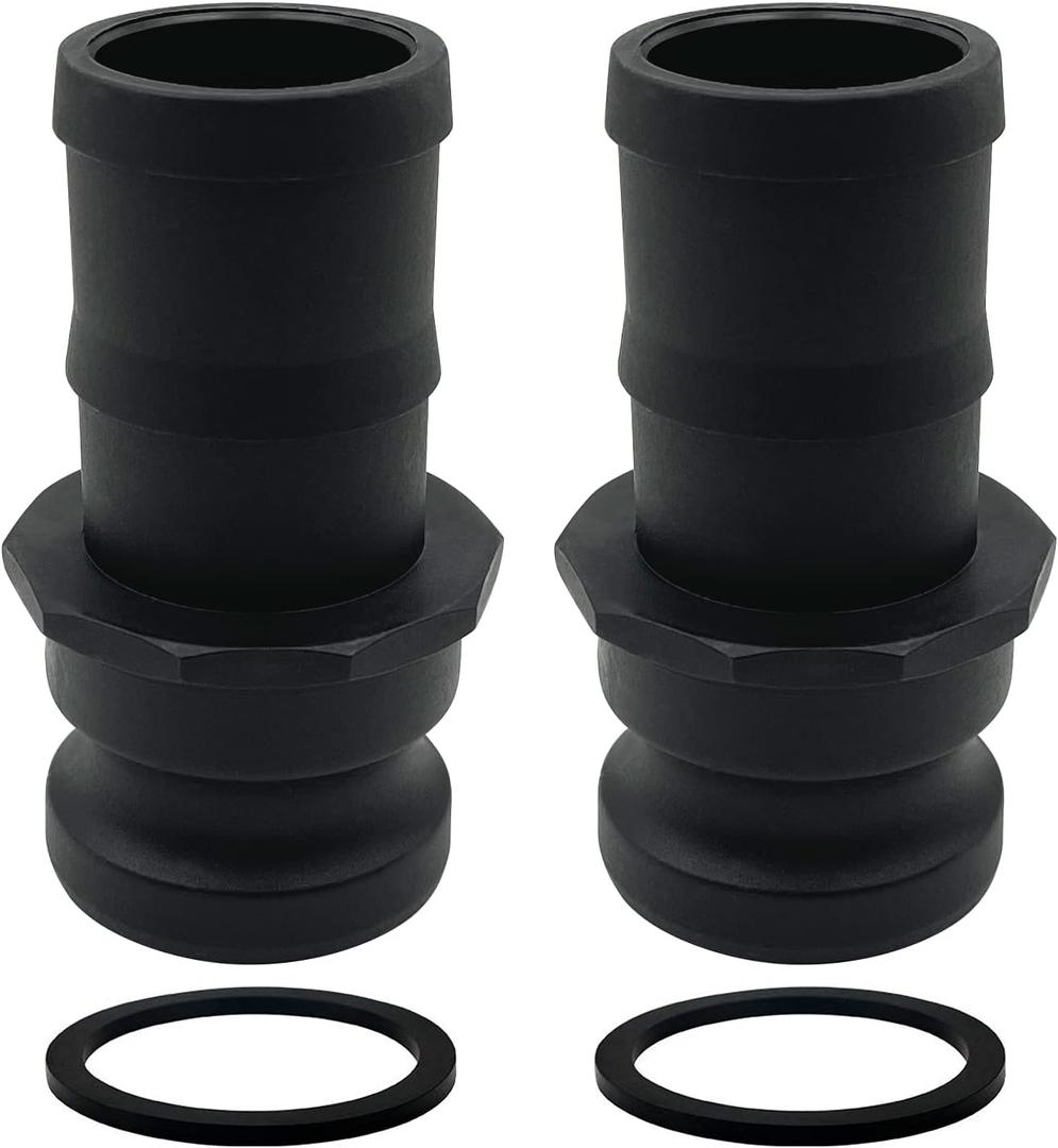 2PCS Camlock Fittings Poly E-100 1" Type E Standard Couplings Cam lock Fittings Polypropylene Cam Groove Fitting Male Camlock with a Hose Shank (1 inch, Type E)