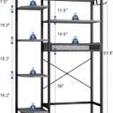 K1 Heavy Duty 7-Tier Over The Toilet Storage（with Basket and Paper Hook） Freestanding Above Toilet Shelf with Adjustable Feet，Space Saver Bathroom Shelves 9.3" D x 33.5" W x 63.8" H，Grey