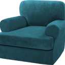 H.VERSAILTEX Sofa Cover 2 Piece T Cushion Armchair Slipcovers Thick Velvet Couch Cover Furniture Protector Stretch T Cushion Sofa Covers for 1 Cushion Couch with 1 Individual T Cushion Covers, Deep Teal, 13"D x 13"W x 7"H