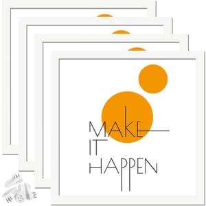 14x14 Picture Frame Set of 4, White 14 x 14 Frame High Transparent Wall Gallery Poster Canvas Photo Frames for 14by14 inches