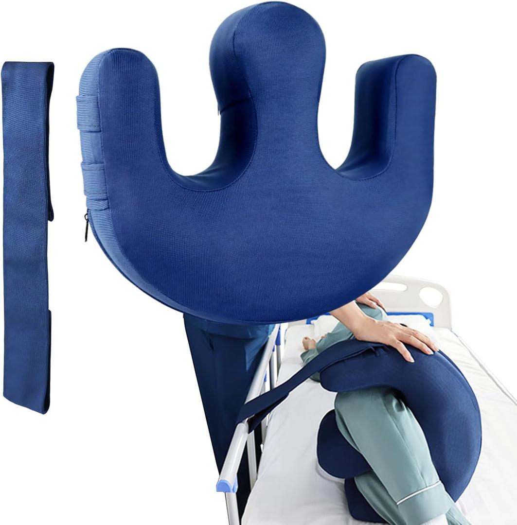 YHK Inflatable Turning Device, Bedridden Turnover Pillow, Prevent Muscle Atrophy with Polyester Removable Pillowcase U-Shaped Multifunctional Turning Pillow, Bedridden Nursing Supplies(Dark Blue)