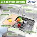 Herogo 33x22Inch Drop In Kitchen Sink, 18/10 Stainless Steel Topmount Handmade 10'' Deep Single Bowl Kitchen Workstaion Sink with 5 Accessories