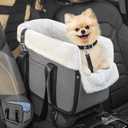YUDODO Center Console Dog Car Seat (Width >9in) for Small Dog, Portable Pet Car Seat with Safety Tether, Washable Cushion, Storage Pocket, Anti-Slip Safety Pet Booster Seat Up to 17 lbs