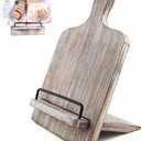 Cookbook Stand Recipe Book Stand: Cook Book Stand for Kitchen Counter, Rustic Cook Book Stand Adjustable Tablet Cookbook Holder, Wood Cutting Board Style Cooking Gift for Woman - Gray (Distressed Grey)