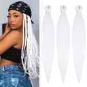 Pre Stretched Braiding Hair Extensions 3 Packs 26 Inch White Braiding Hair Synthetic Braids Hair Extension for Women Hot Water Setting(26Inch,60#)