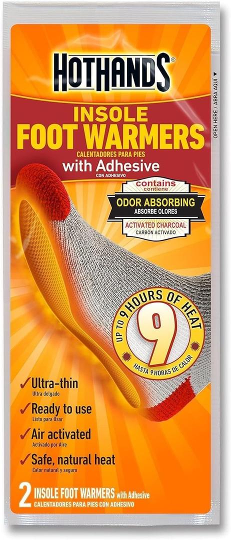 4 x HotHands Insole Foot Warmers with Adhesive - Long Lasting Safe Natural Odorless Air Activated Warmers - Up to 9 Hours of Heat, 1-pack of 2 Insole Foot Warmers