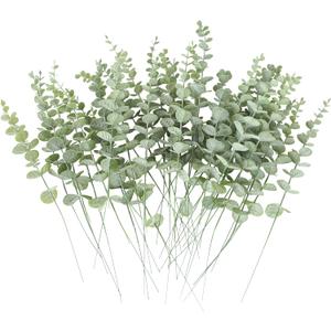 36pcs Artificial Eucalyptus Leaves Stems Real Grey Green Touch Leaf Branches for Home Office Flowers Bouquet Centerpiece Wedding Decoration