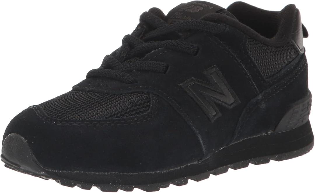New Balance Baby-Boy's 574 V1 Polo Sneaker (8.5 Toddler, Black/Black)
