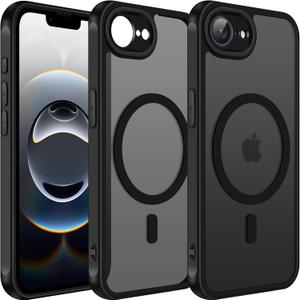ivoler Magnetic Case for iPhone 16e 6.1" 2025 [Compatible with Magsafe] [Military Grade Protection] Magnetic Charger Case,Frosted Translucent Back Phone Cover- Matte Black