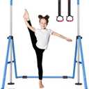 Foldable Gymnastics Bar, 5-Height Adjustable Gymnastic Bars for Kids at Home,Robust & Stable for Indoor/Outdoor Using,Weight Limit 140LBS