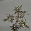 Leinuosen 5 Pcs Christmas Glitter Glass Star of Bethlehem 5 x 4 Inch Blown Glass Decorative Hanging Ornaments for Christmas Tree Xmas Party Decorations Holiday(Silver)