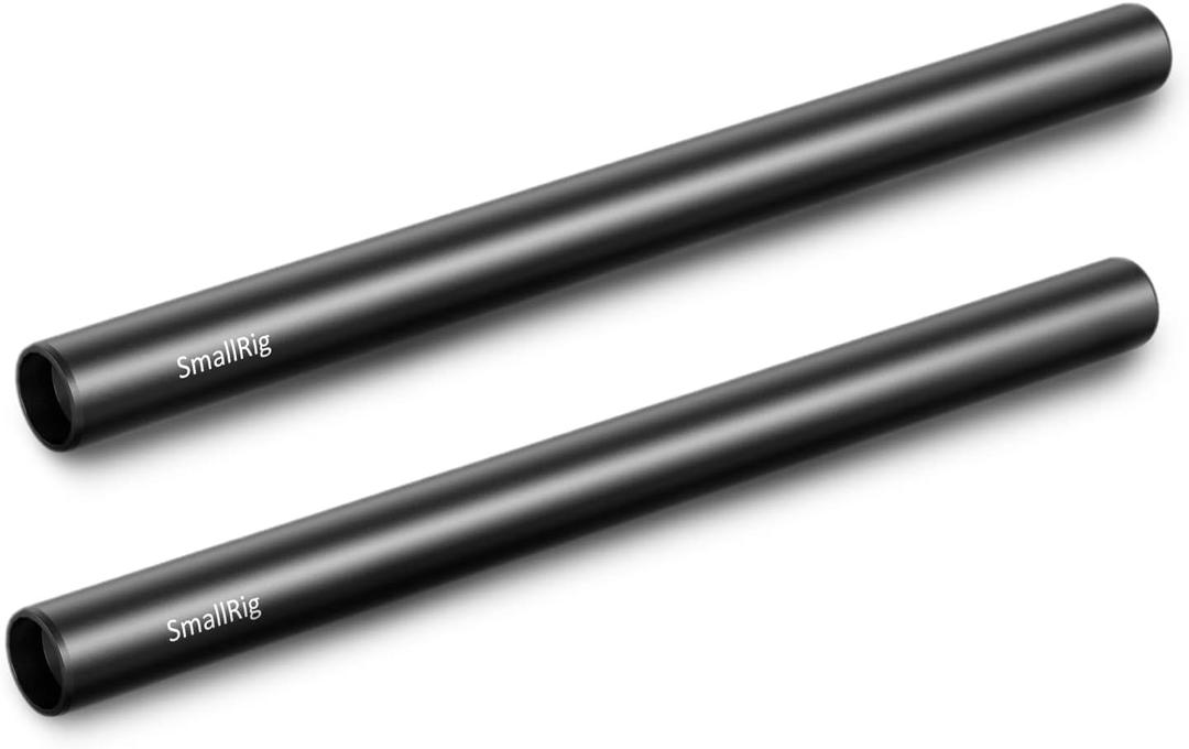 SmallRig 12 Inches (30 cm) Aluminum Alloy 15mm Rod with M12 Female Thread, Pack of 2