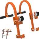 Roof Ladder Hooks,Heavy Duty Steel Extension Ladder Stabilizer for Roof,Ladder Roof Hook with Wheel Extension Ladder Rubber Grip T-Bar for Roof Ridge 2 Pack