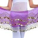 Lauthen.S 128 Coins Belly Dance Hip Scarf Tribal Belt Halloween Genie Costume Accessory (Purple)