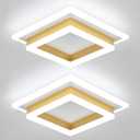 EIDISUNY Modern LED Ceiling Lights, Gold Small Hallway Ceiling Light, 32W Cool White 6000K Acrylic LED Ceiling Light Fixtures, Close to Ceiling Lights for Bedroom Kitchen Bathroom(2 Pack)