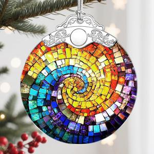 Christmas Ornament, Christmas Decoration, Stained Glass Ornament, Heirloom Keepsakes, Holiday Ornaments, Holiday Presents, Unique Xmas Gifts, Gift Exchange Ornaments, Gift Idea - Rainbow Spiral