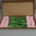Pink Faux Tulips Real Touch (20 Pcs) - 13.5 Inch Premium PU Artificial Flowers for Valentine's Day, Spring & Easter Home Decor, Wedding Bouquet