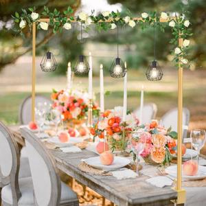 Over The Table Rod Stand with Clamps Adjustable 46"-100'' Length 29"-55" Height Gold Table Balloon Arch Stand with Storage Bag, Metal Decorating Rod Hanging
