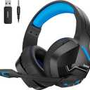 BINNUNE 2.4GHz Wireless Gaming Headset, Bluetooth 5.3 Gaming Headphones with Noise Canceling Mic, 120H Ultra-Long Battery, 50mm Drivers, Multi-Platform for PC / PS5 /PS4/ Switch/Mobile, Blue
