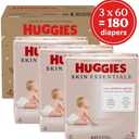 Huggies Size 2 Diapers, Skin Essentials Baby Diapers, Size 2 (12-18 lbs), 180 Count (3 Packs of 60)