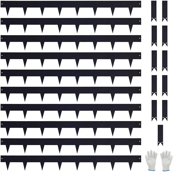 Pmango 10-Pack Galvanized Steel Landscape Lawn Edging 4.5 inch Height Black