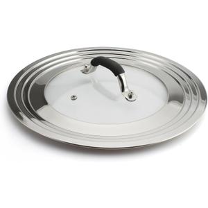 15 inch Large Universal Lid for 11-15" Pans Pots, Stainless Steel Pan Lid Cover for 11 12 13 14 15 In Cast Iron Skillets Frying Pans Woks