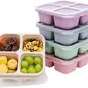 Luriseminger 5 Pack Bento Lunch Box,4 Compartment Snack Containers,Divided Snack Box,Meal Prep Lunch Containers FOR Kids/Toddle/Adults,Food Storage Containers for School, Work and Travel