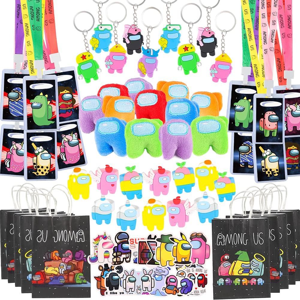 JUNIQUTE 72 PCS Video Game Party Favors Keychain Ring Brooch Stickers Pass Ticket Lanyard Party Gift Bags for Cartoon Fans Birthday Party Supplies Decorations
