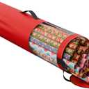 ProPik Wrapping Paper Storage Bag, Christmas Gift Wrap Organizer Stores Up to 24 Rolls 40 Inch, Heavy Duty Polyester plus PVC Clear Bag with Handles (Red)